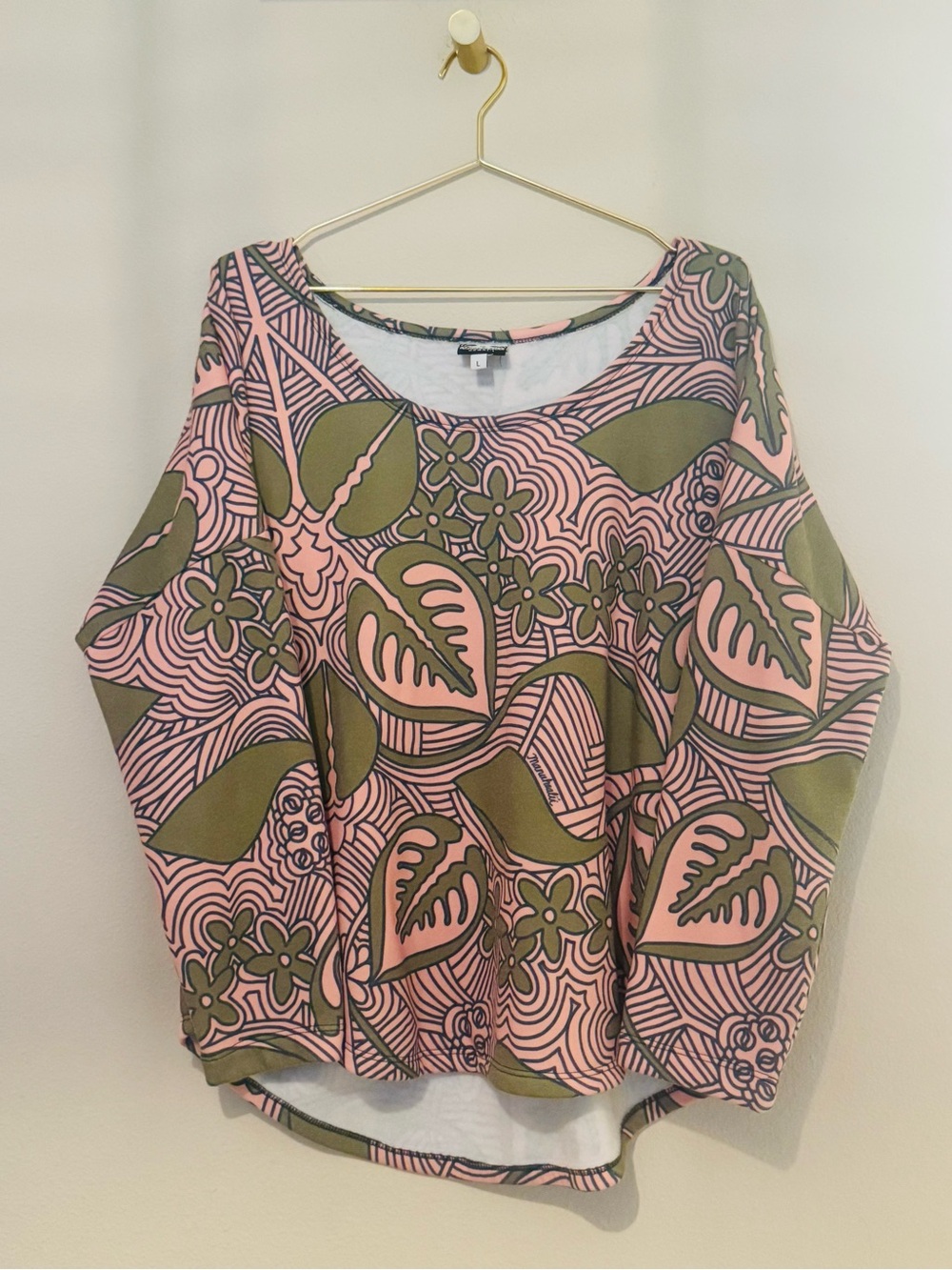 Manuhealii Pink & Olive Floral-Print Relaxed Sweatshirt